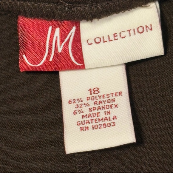 NWT JM Collection Chocolate Brown Pleated High Rise Trousers 18 Short - Picture 4 of 16